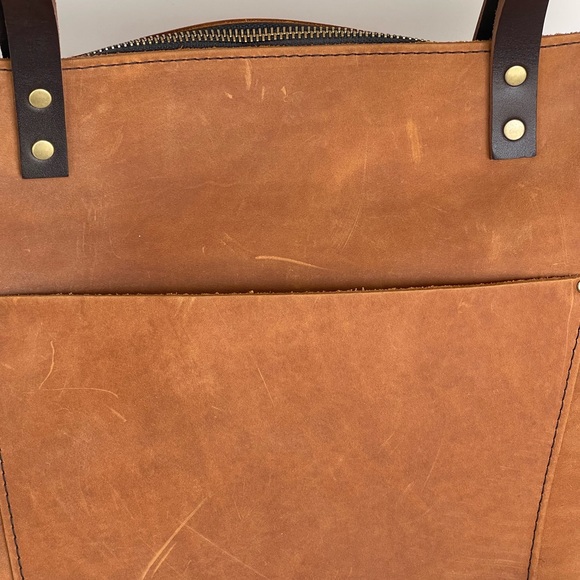 Portland Leather Brown Tote Bag 18” x 12” x 6” - Picture 2 of 7